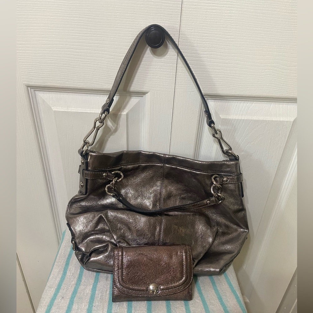 Coach metallic hobo and wallet